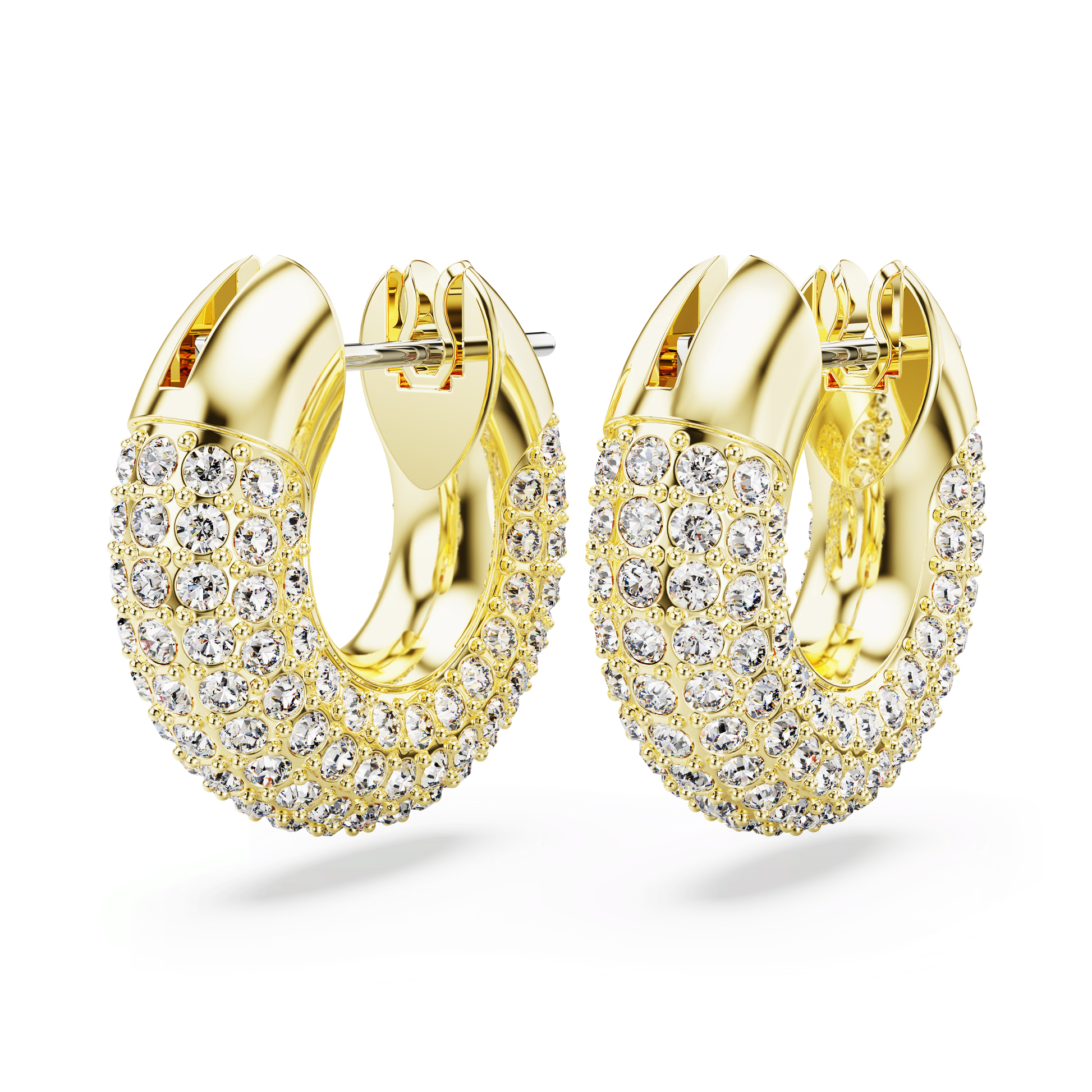 Dextera hoop earrings, Small, White, 18K gold finish