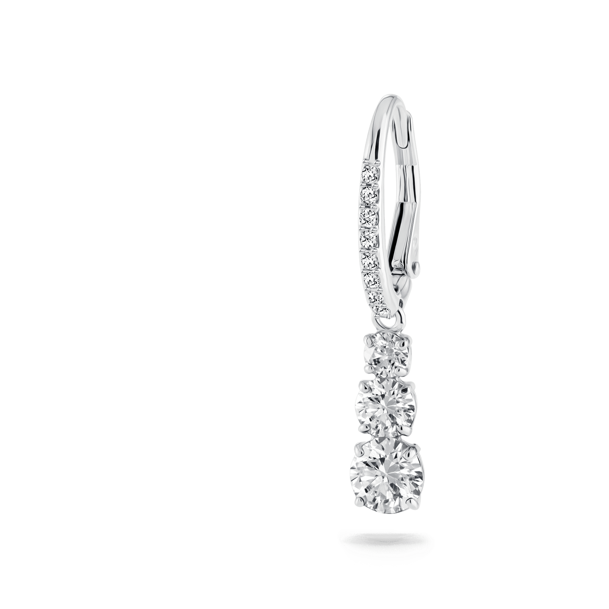 Stilla Attract hoop earrings, Round cut, White, Rhodium plated