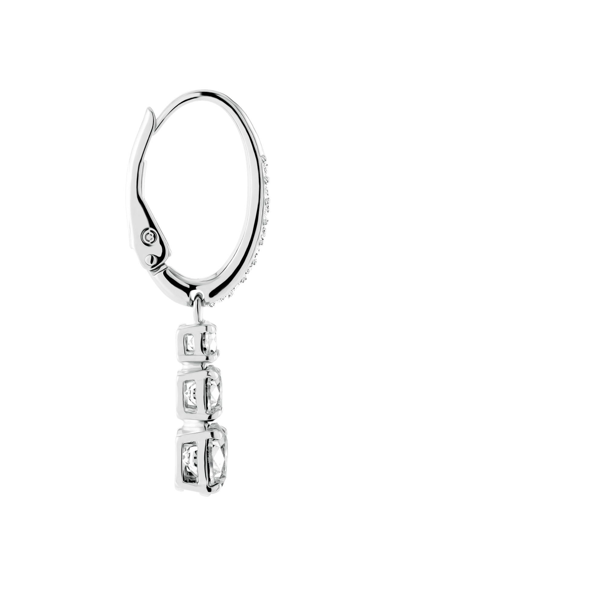 Stilla Attract hoop earrings, Round cut, White, Rhodium plated