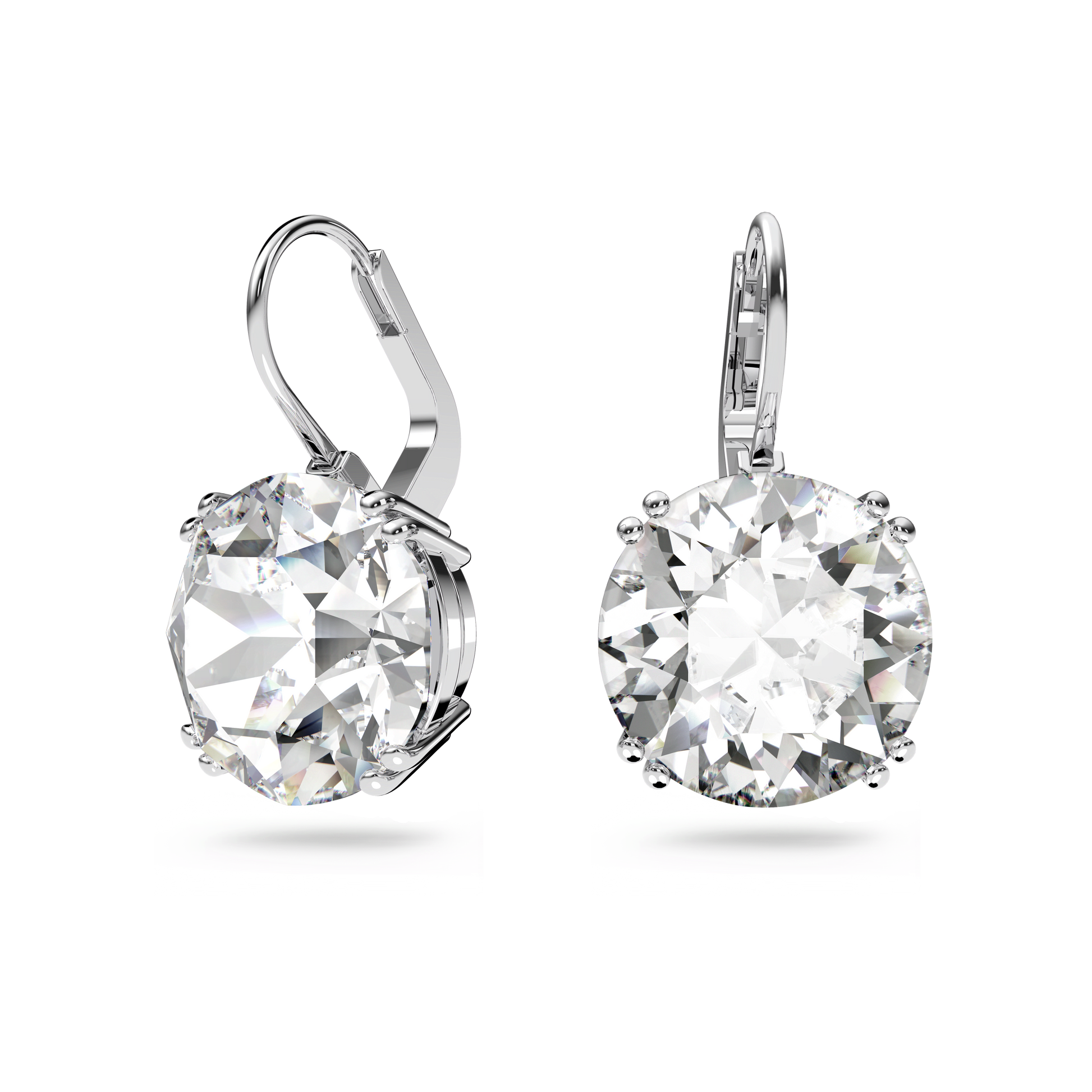 Millenia drop earrings, Round cut, White, Rhodium plated