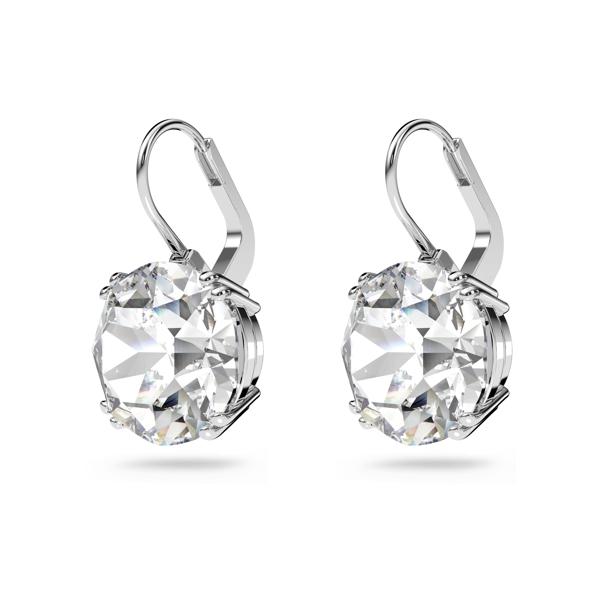 Millenia drop earrings, Round cut, White, Rhodium plated