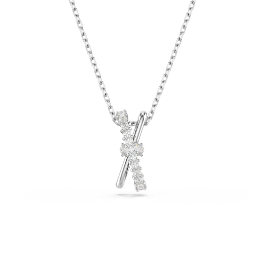 Swarovski Hyperbola pendant, Mixed cuts, Twist, White, Rhodium plated
