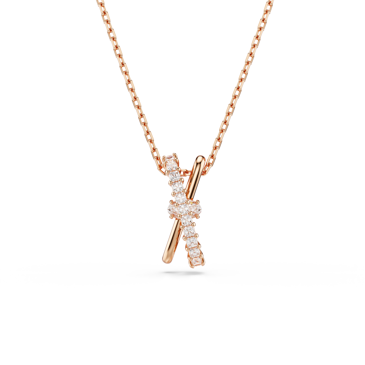 Swarovski Hyperbola pendant, Mixed cuts, Twist, White, Rose gold-tone plated