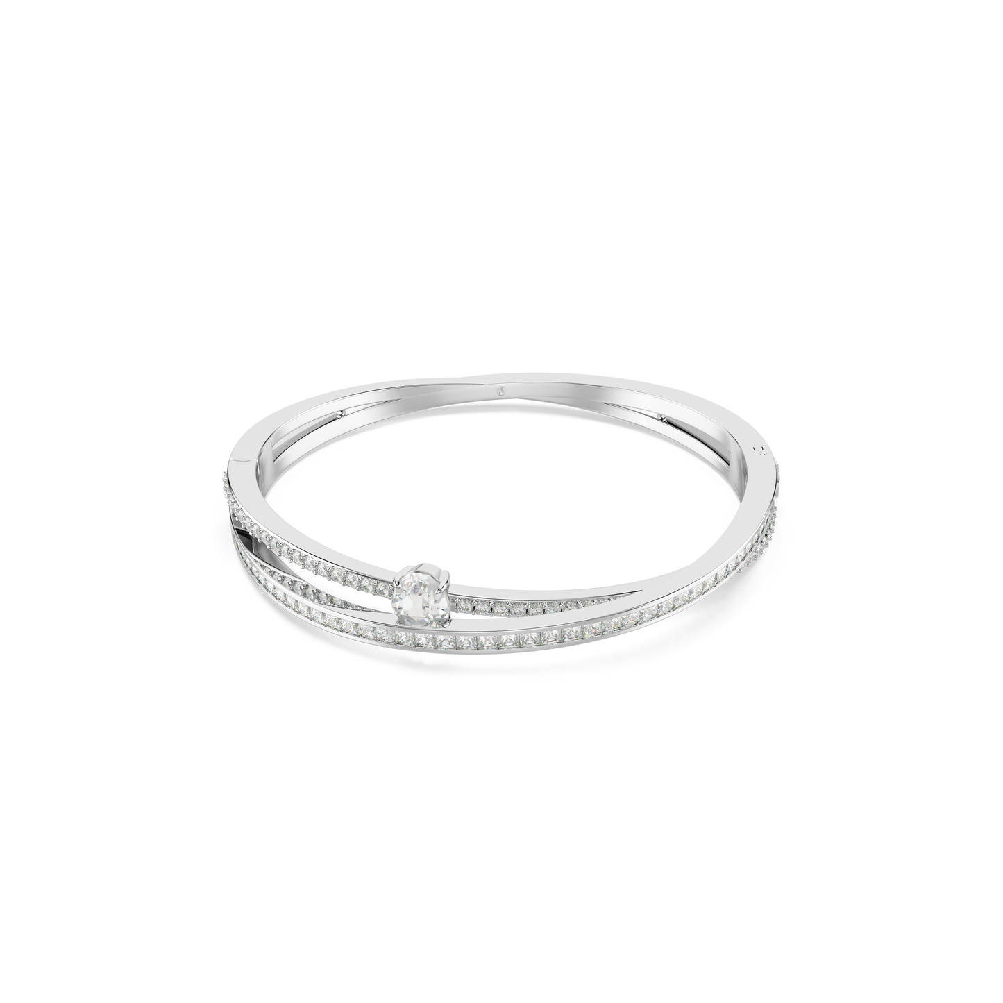 Swarovski Hyperbola bangle, Mixed cuts, White, Rhodium plated