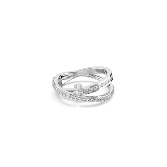 Swarovski Hyperbola ring, Mixed cuts, White, Rhodium plated