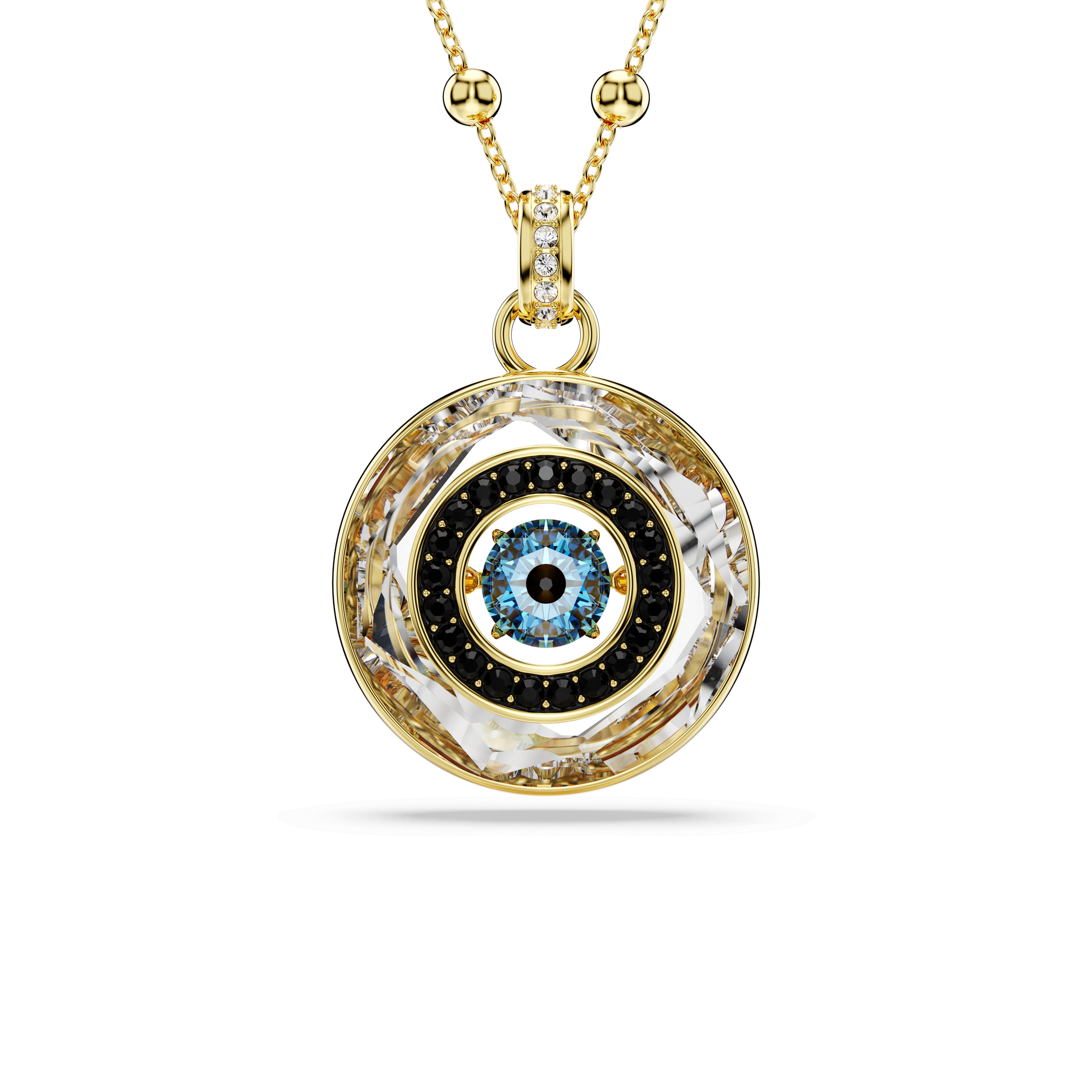 Symbolica pendant, Evil eye, Medium, Multicolored, 18K gold finish
