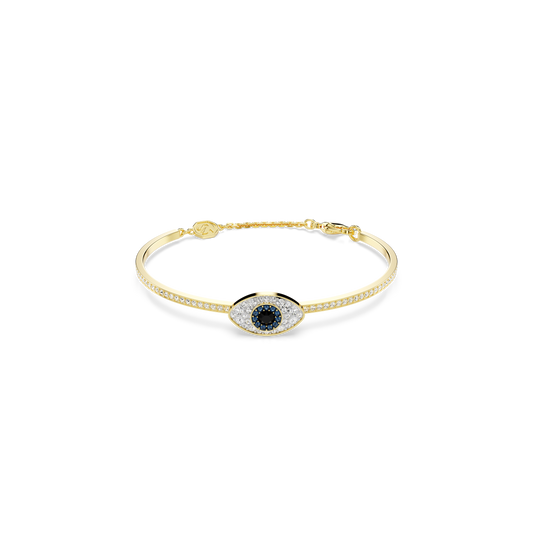Swarovski Symbolica bangle, Evil eye, Blue, Gold-tone plated