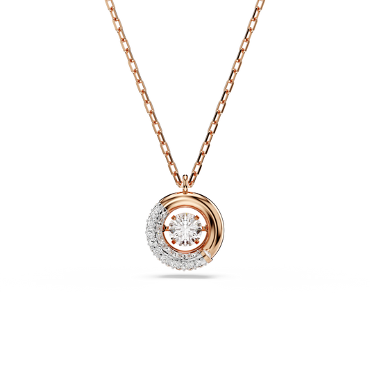 Swarovski Dextera pendant, Round cut, White, Rose gold-tone plated