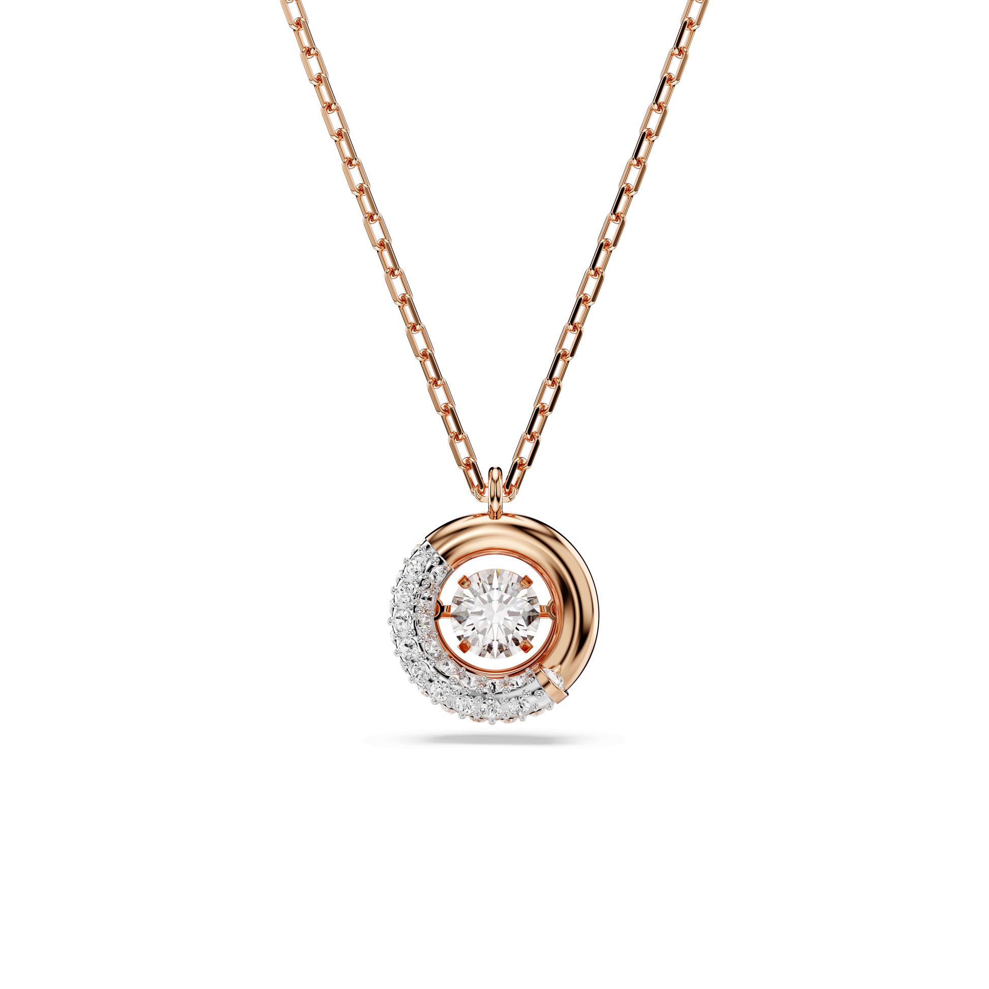 Dextera pendant, Round cut, White, 18K rose gold finish
