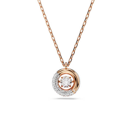Dextera pendant, Round cut, White, 18K rose gold finish