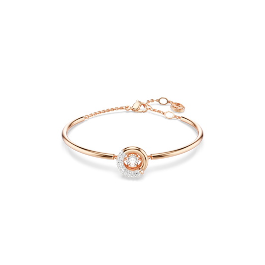 Swarovski Dextera bangle, Round cut, White, Rose gold-tone plated