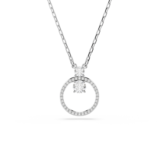 Swarovski Constella pendant, Pavé, Round cut, White, Rhodium plated