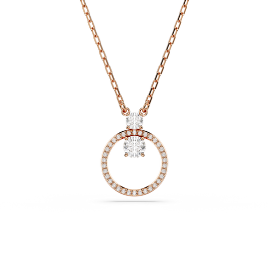 Swarovski Constella pendant, Round cut, White, Rose gold-tone plated