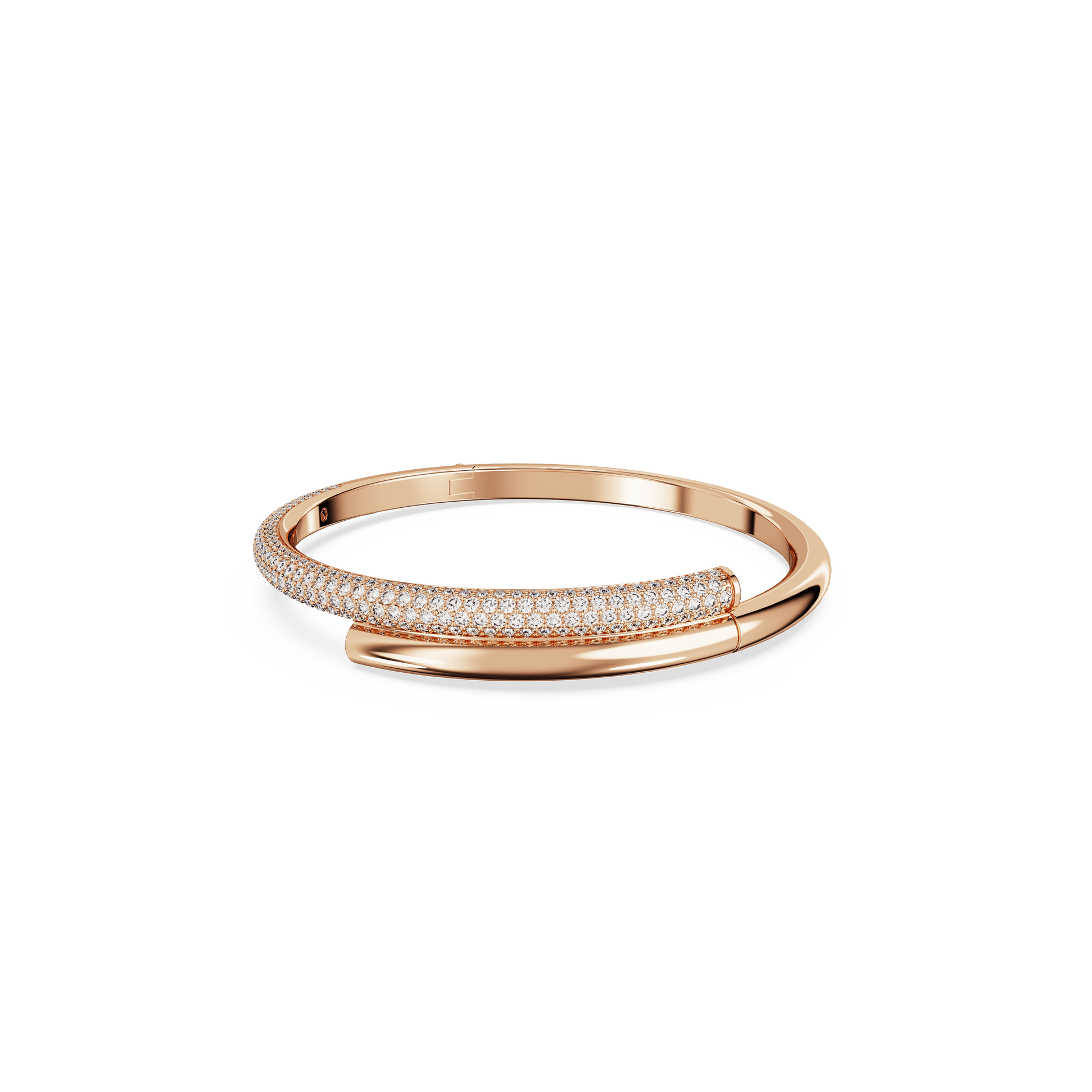 Dextera bangle, Magnetic closure, White, 18K rose gold finish