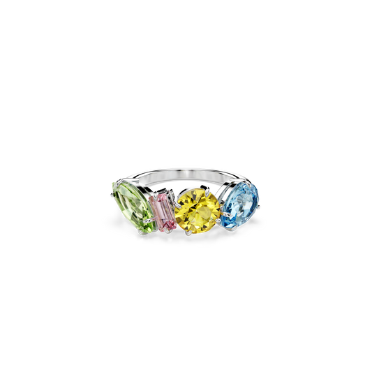 Swarovski Gema ring, Mixed cuts, Multicolored, Rhodium plated