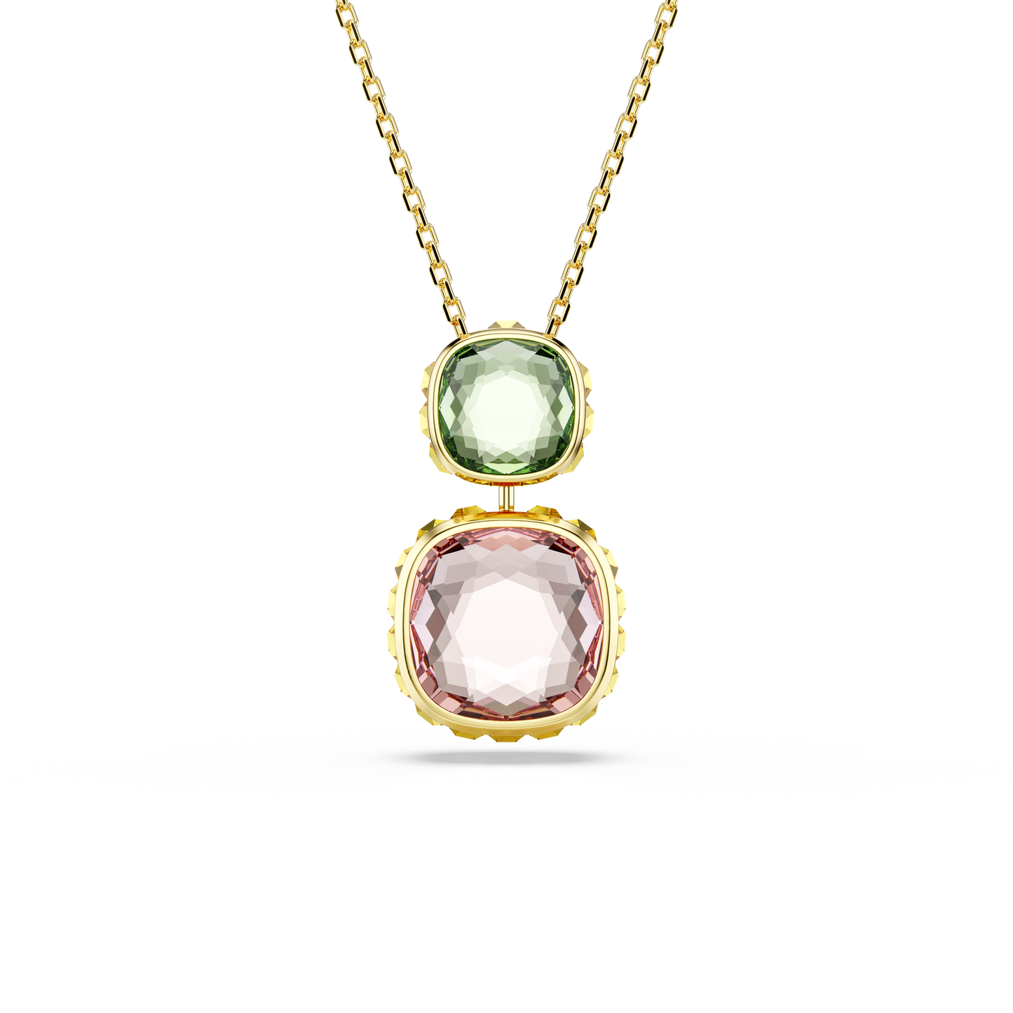 Swarovski Chroma pendant, Cushion cut, Multicolored, Gold-tone plated
