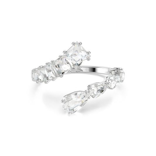 Swarovski Matrix bangle, Mixed cuts, White, Rhodium plated