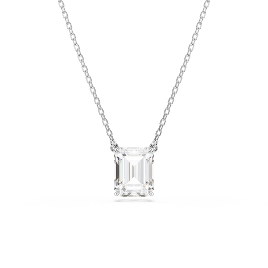 Swarovski Stilla pendant, Octagon cut, White, Rhodium plated