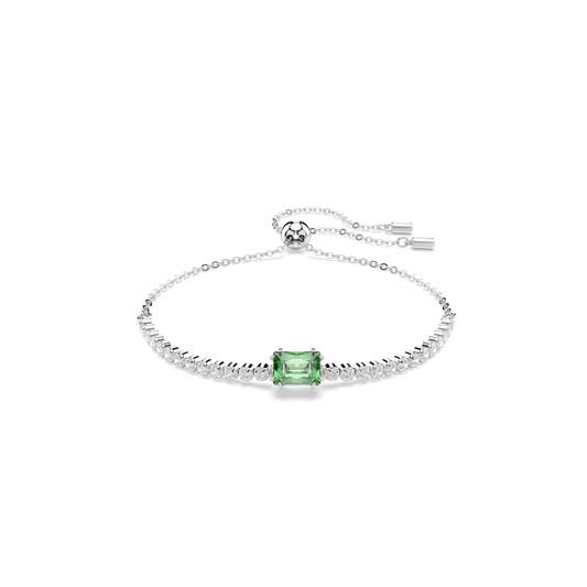 Swarovski Matrix Tennis bracelet, Mixed cuts, Green, Rhodium plated