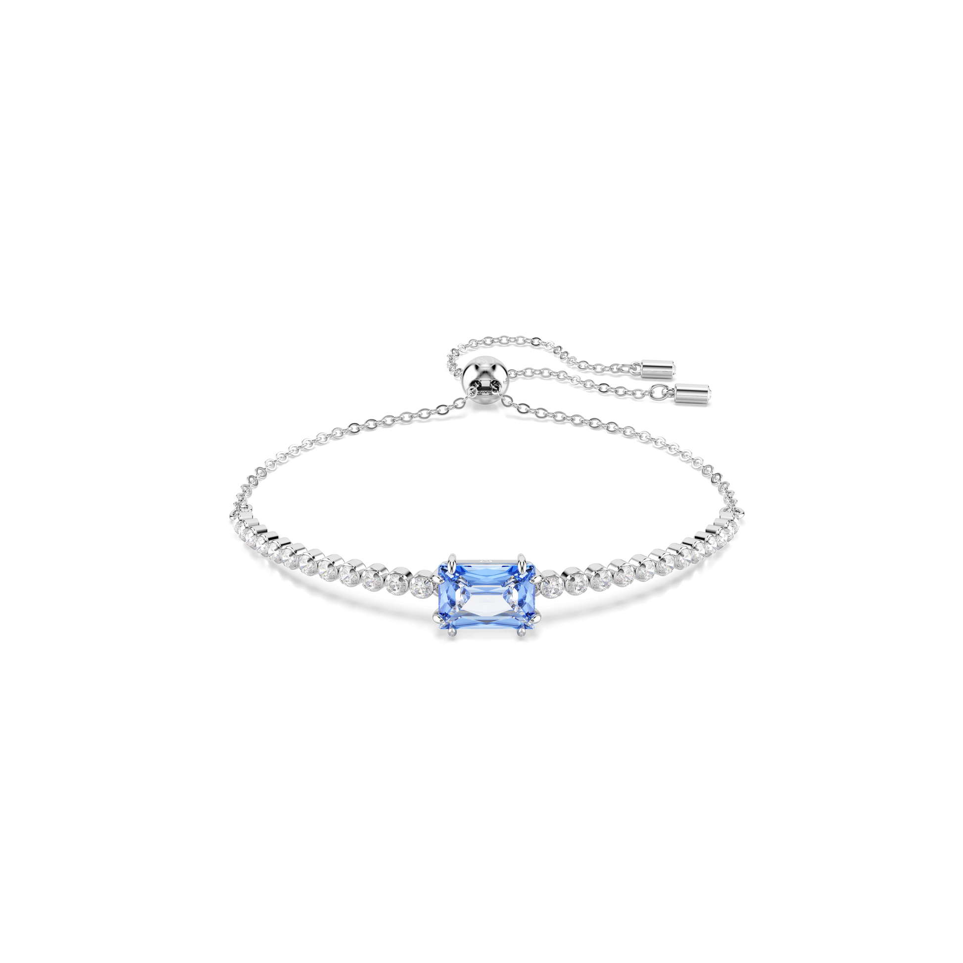 Matrix bracelet, Mixed cuts, Blue, Rhodium plated