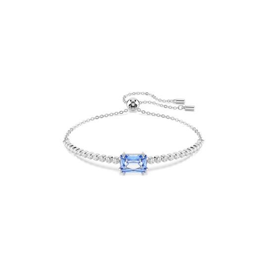 Matrix bracelet, Mixed cuts, Blue, Rhodium plated