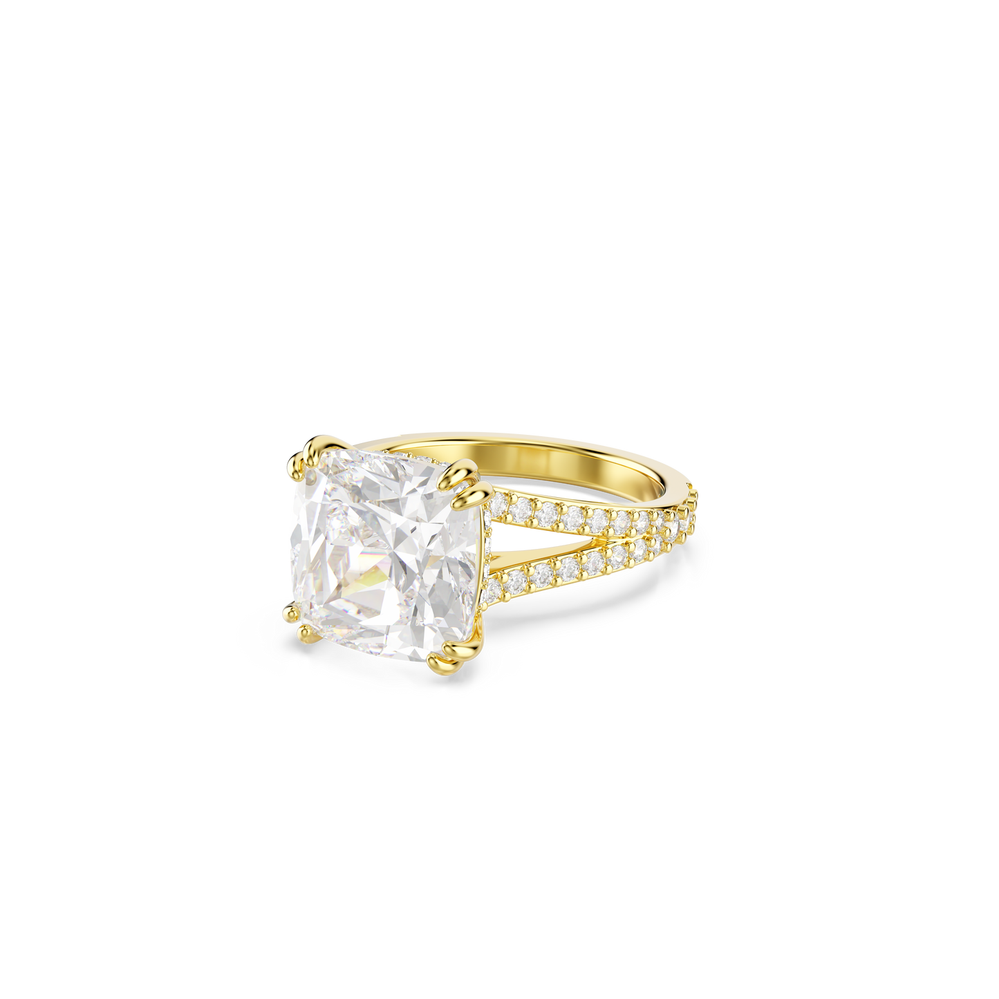 Swarovski Stilla cocktail ring, Square cut, White, Gold-tone plated