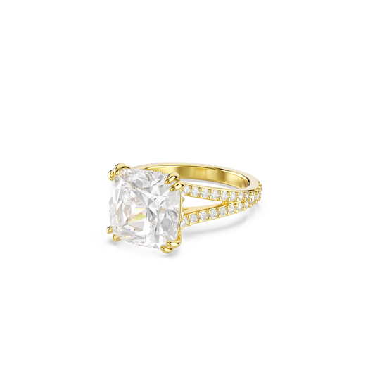 Swarovski Stilla cocktail ring, Square cut, White, Gold-tone plated