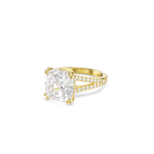 Stilla cocktail ring, Square cut, Pavé, White, 18K gold finish