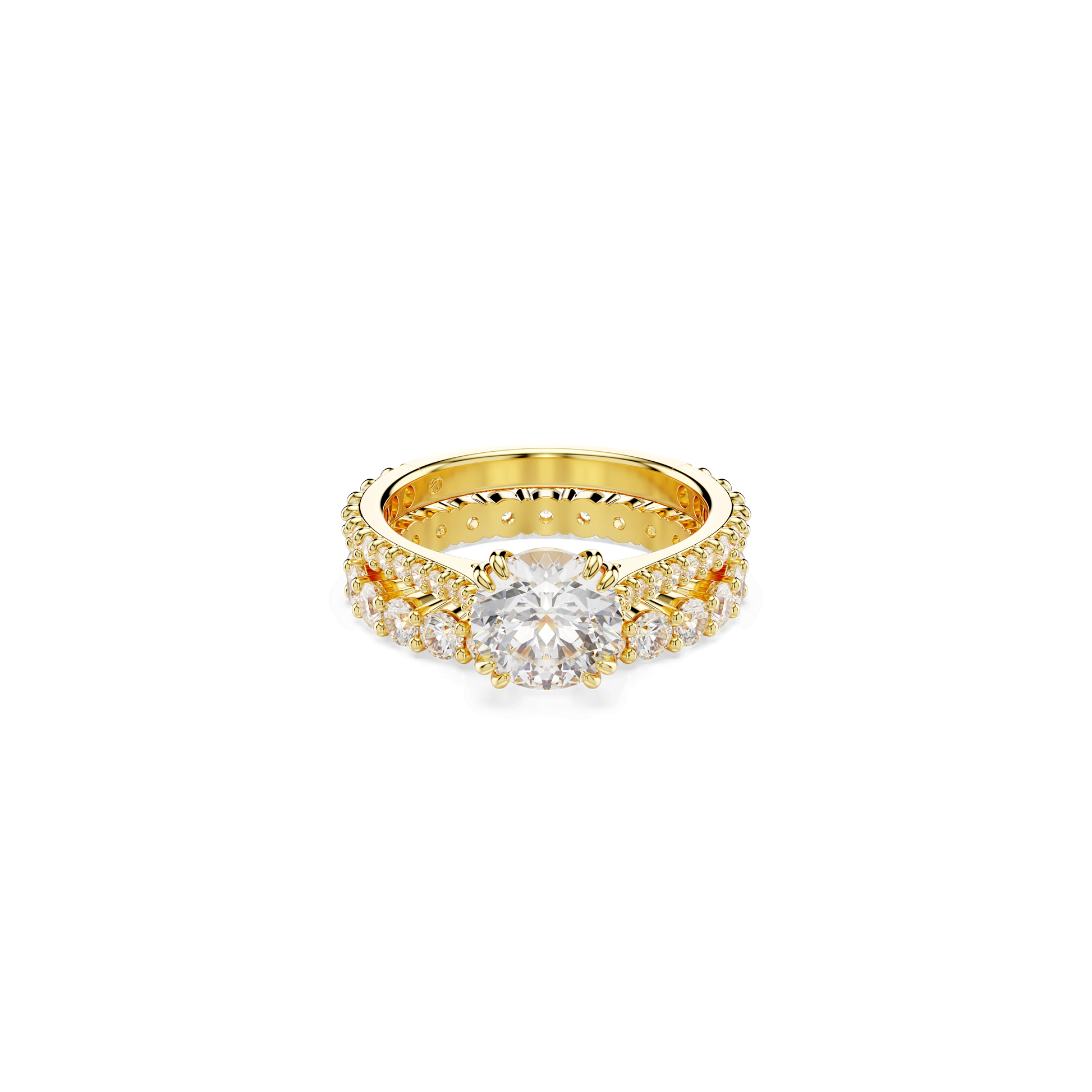 Stilla ring, Set (2), Round cut, White, 18K gold finish