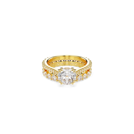 Stilla ring, Set (2), Round cut, White, 18K gold finish