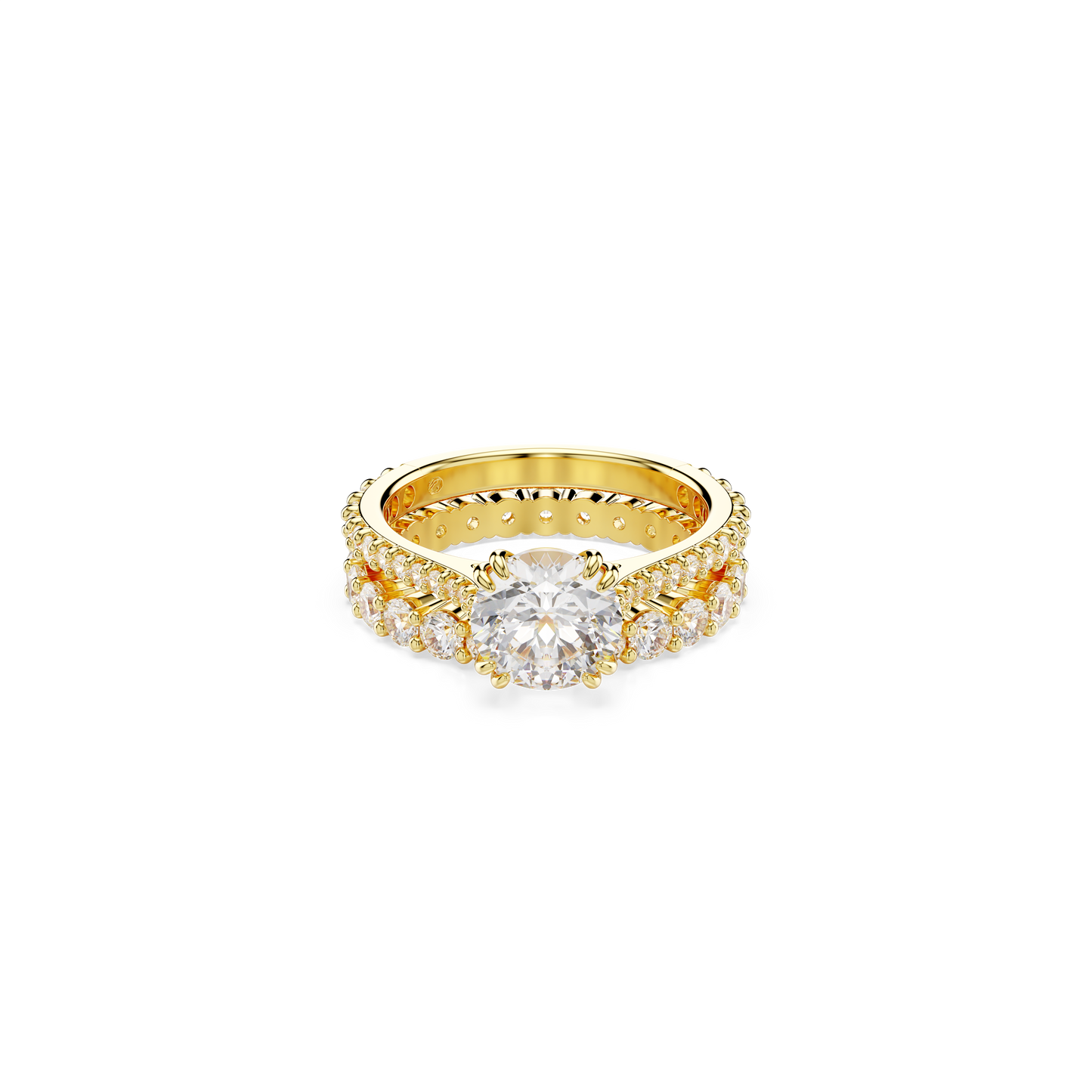 Swarovski Stilla ring, Set (2), Round cut, White, Gold-tone plated