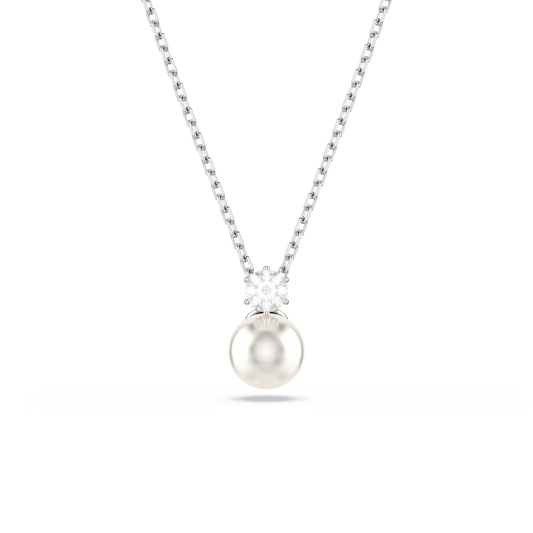 Swarovski Matrix pendant, Crystal pearl, Round cut, White, Rhodium plated
