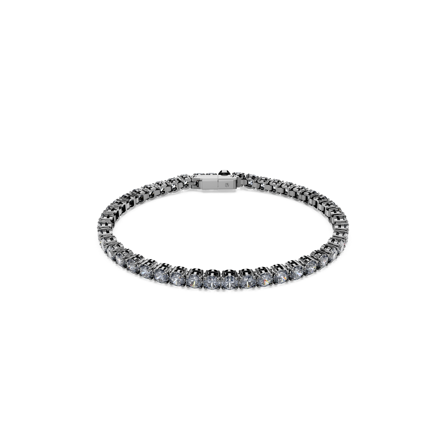 Swarovski Matrix Tennis bracelet, Round cut, Gray, Ruthenium plated