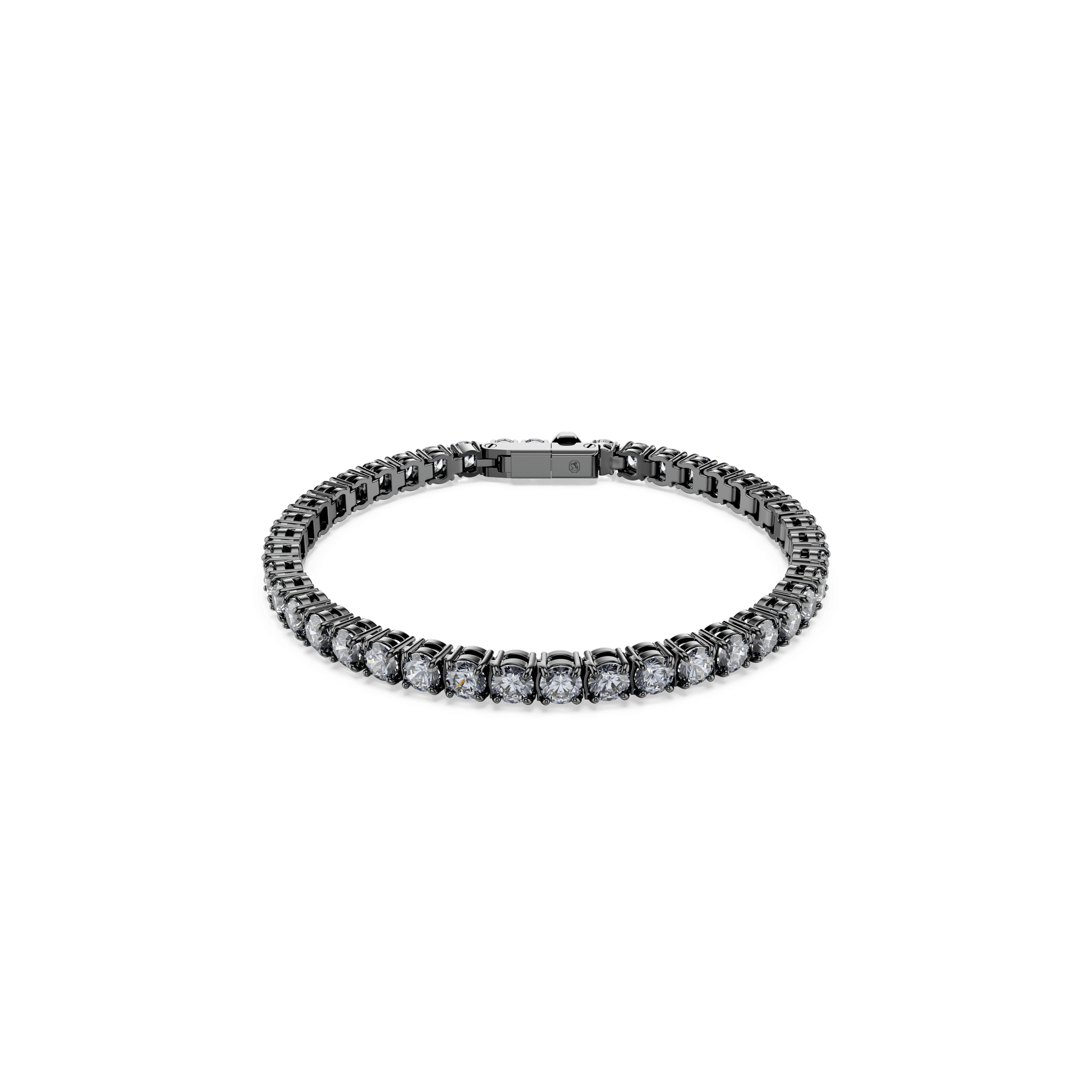 Matrix Tennis bracelet, Round cut, Gray, Ruthenium plated