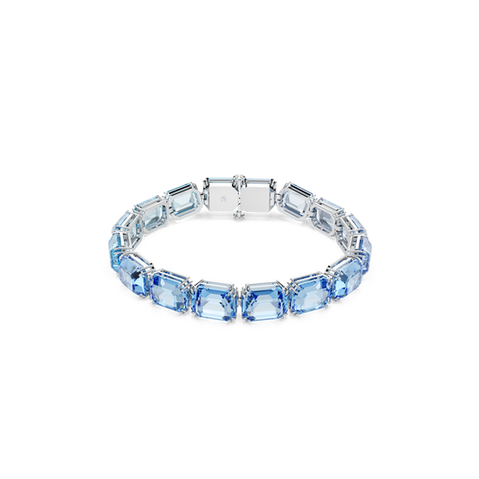 Swarovski Millenia Tennis bracelet, Octagon cut, Color gradient, Blue, Rhodium plated
