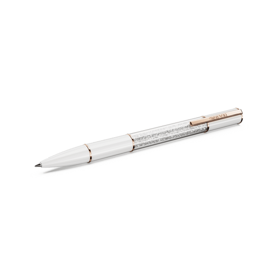 Crystalline ballpoint pen, White, Rose gold-tone plated