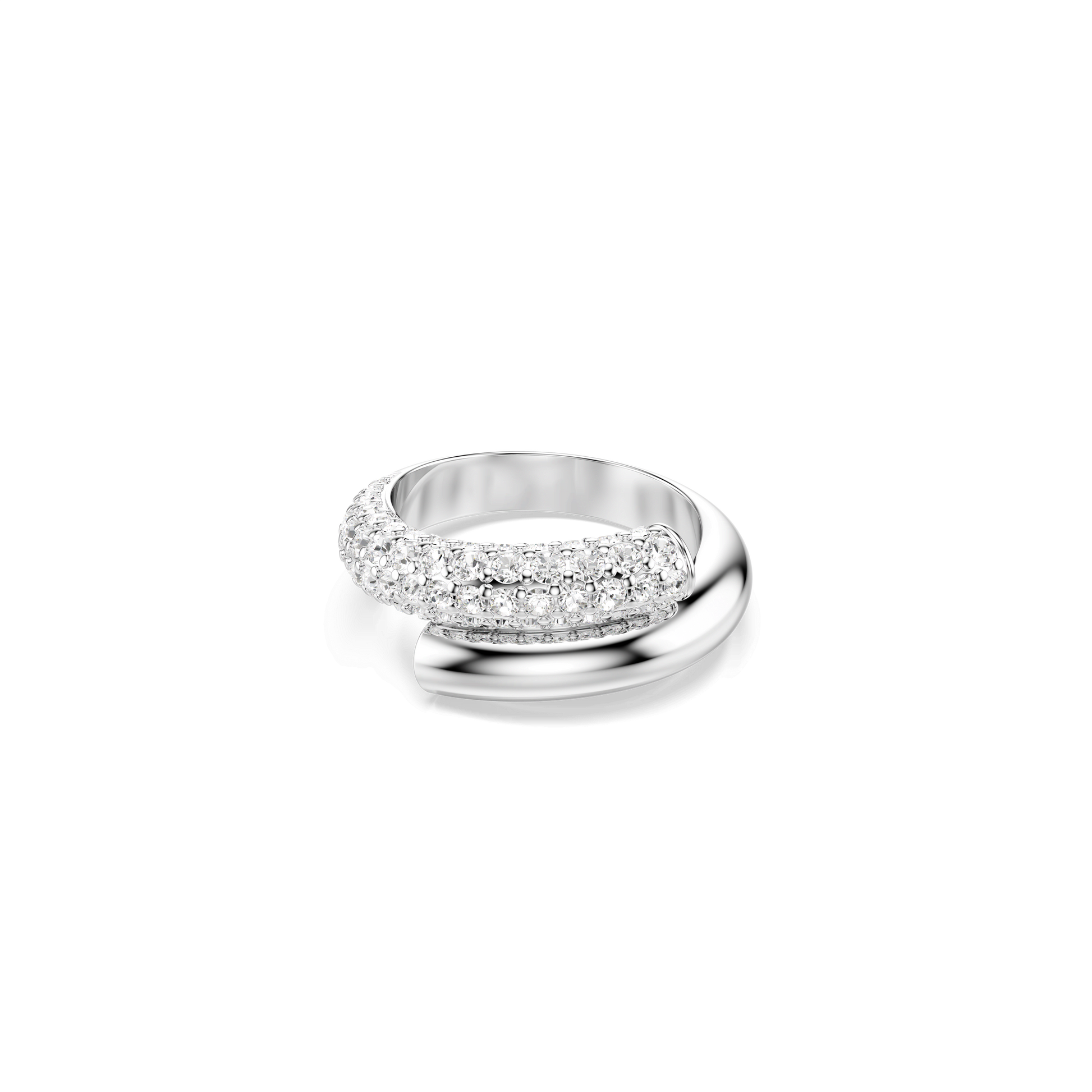 Dextera ring, White, Rhodium plated