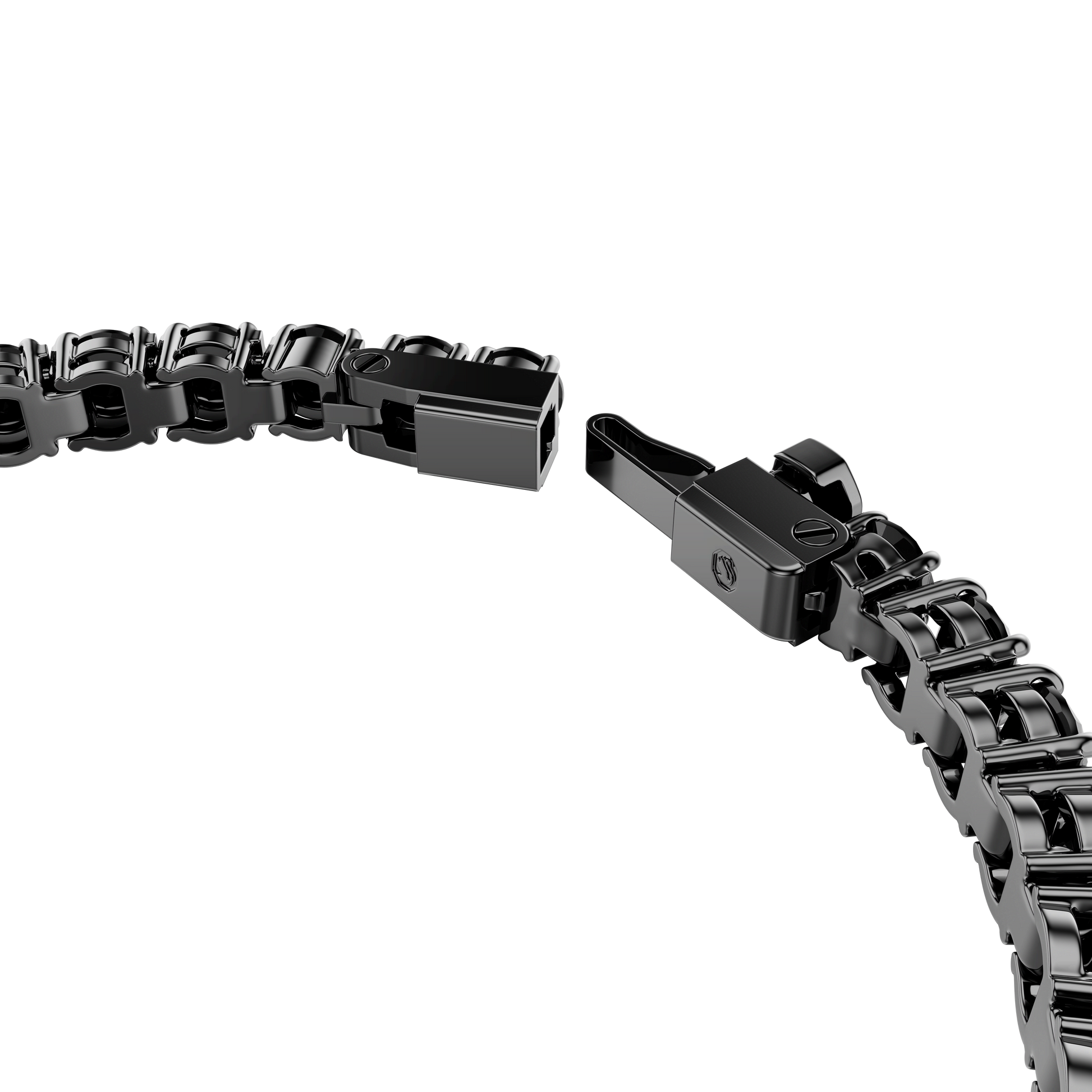 Matrix Tennis bracelet, Round cut, Black, Ruthenium plated