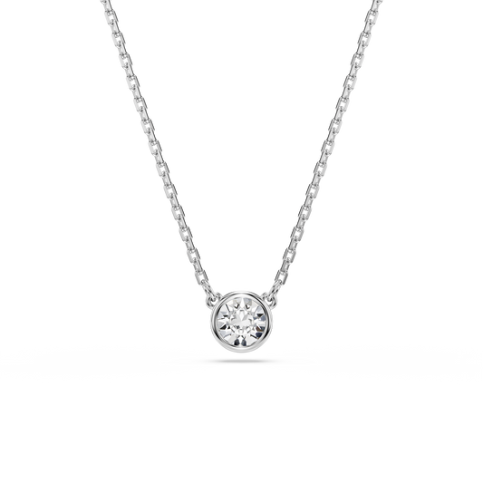 Swarovski Imber pendant, Round cut, White, Rhodium plated