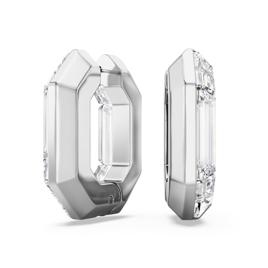 Lucent hoop earrings, Octagon shape, Small, White