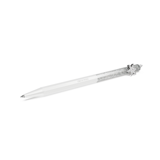 Swarovski Crystalline ballpoint pen, Octagon shape, Snowflake, White, White lacquered