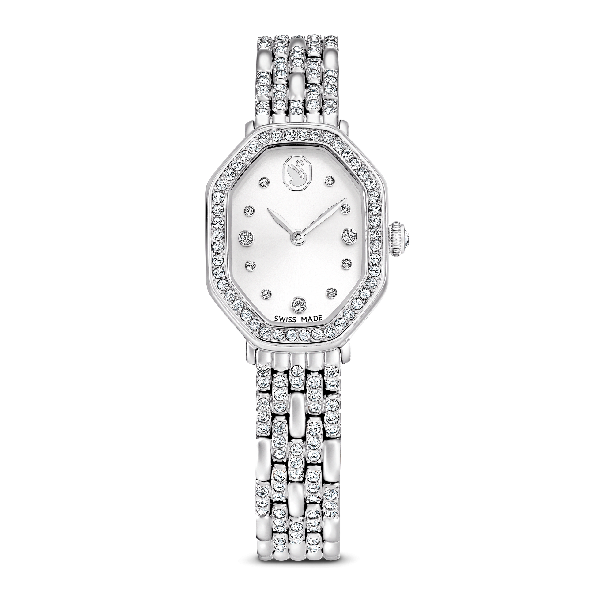 Dextera octagon watch, Swiss Made, Metal bracelet, Silver tone, Stainless steel