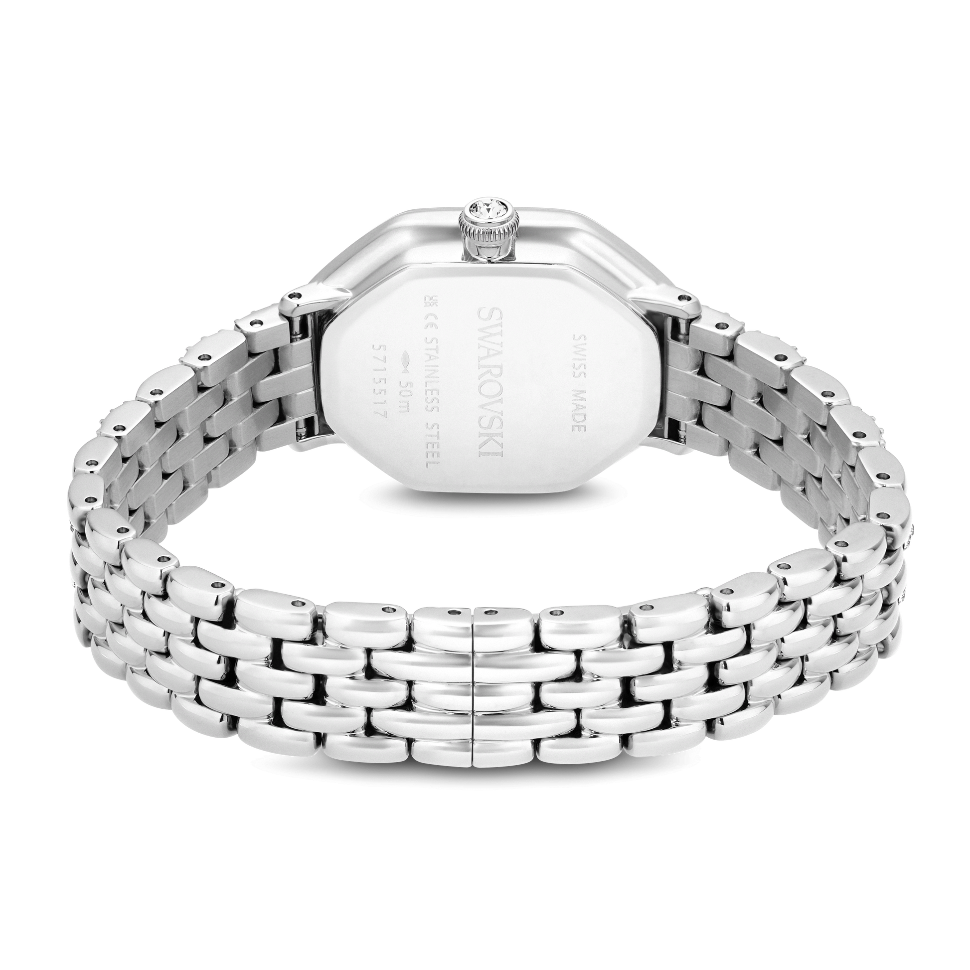 Dextera octagon watch, Swiss Made, Metal bracelet, Silver tone, Stainless steel