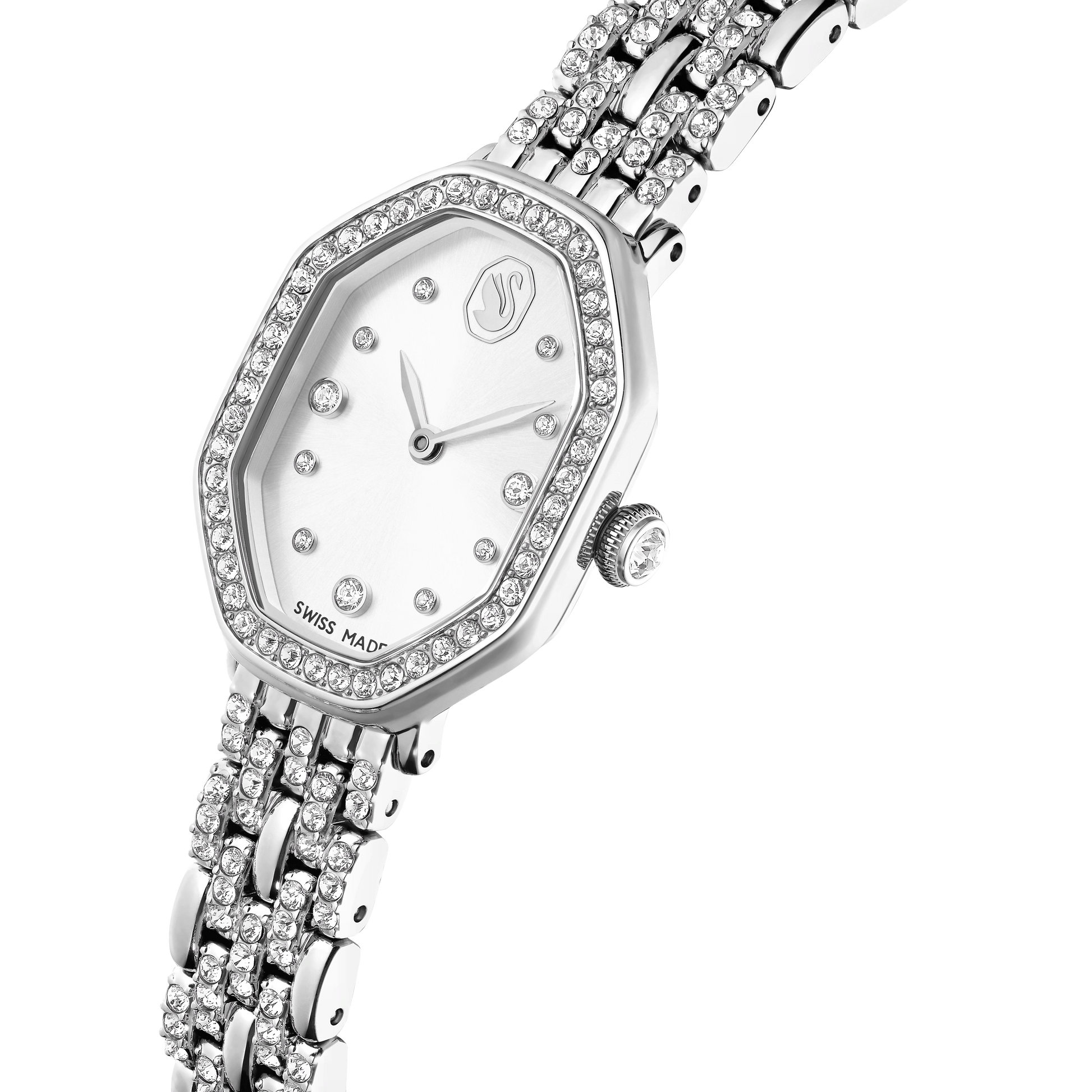 Dextera octagon watch, Swiss Made, Metal bracelet, Silver tone, Stainless steel
