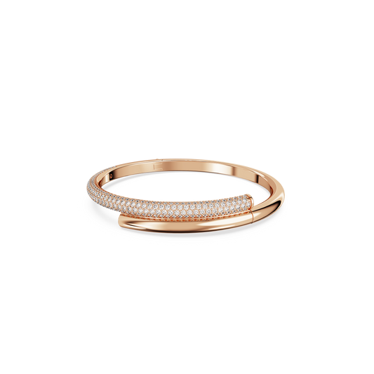 Swarovski Dextera bangle, Magnetic closure, White, Rose gold-tone plated