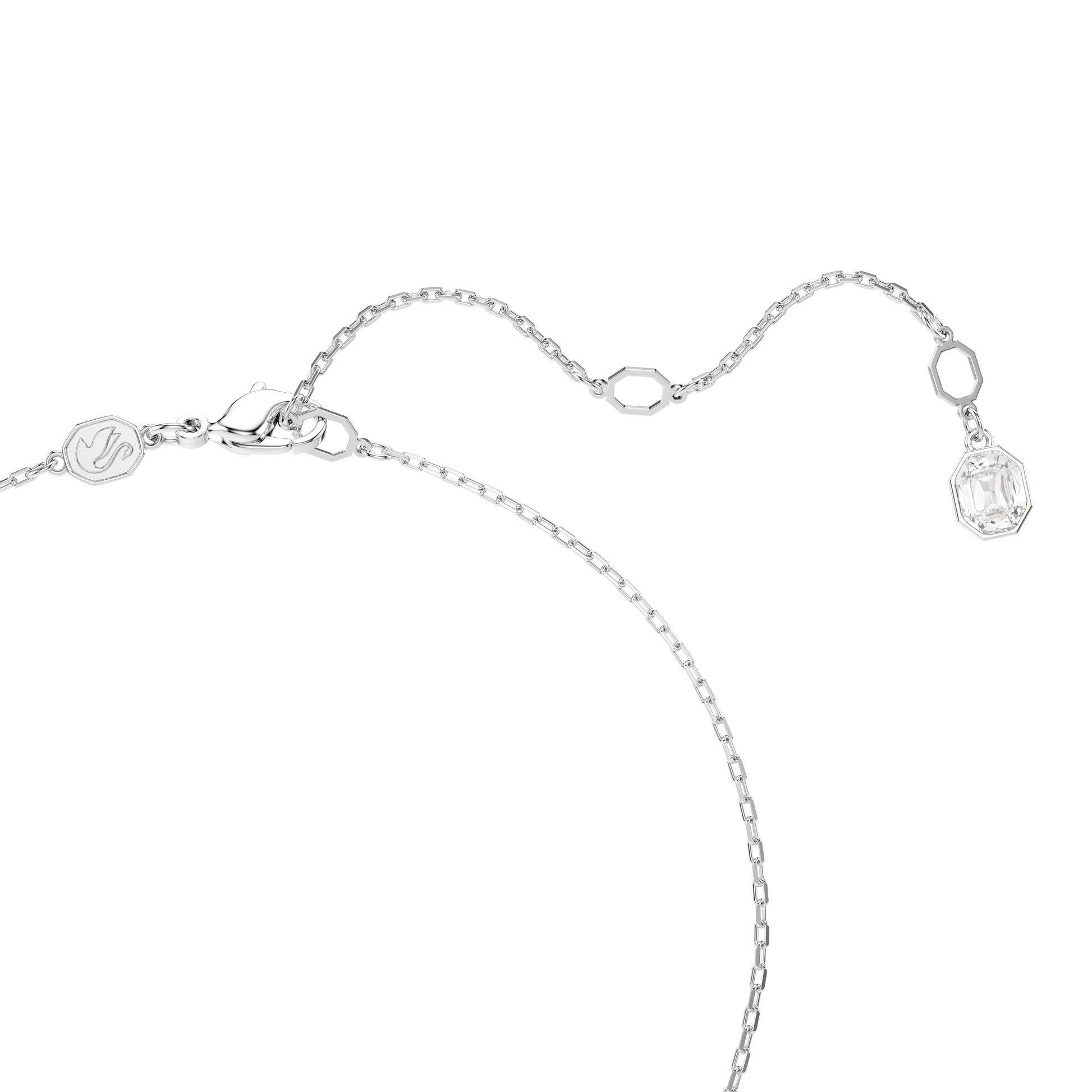 Constella pendant, Pavé, Round cut, White, Rhodium plated