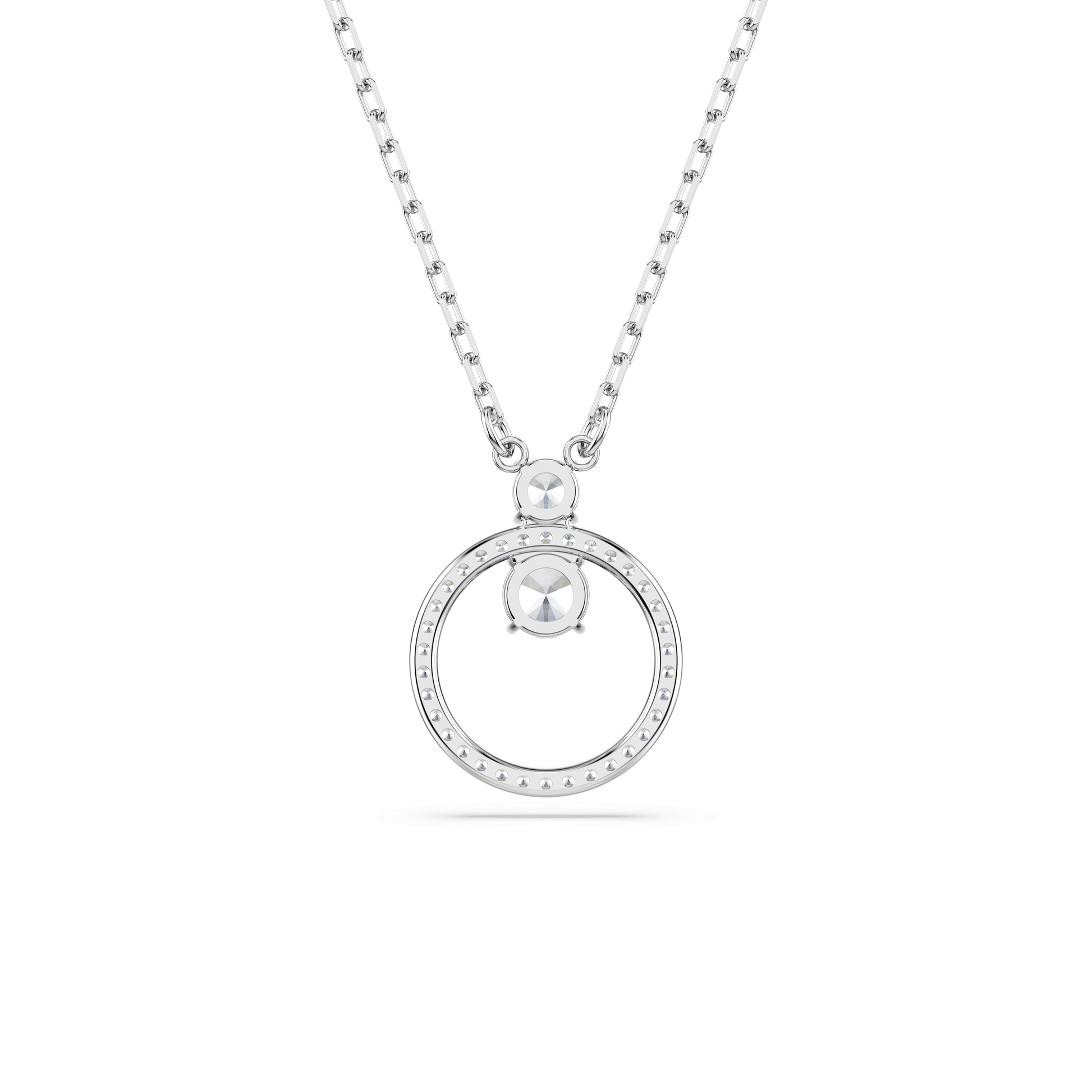 Constella pendant, Pavé, Round cut, White, Rhodium plated