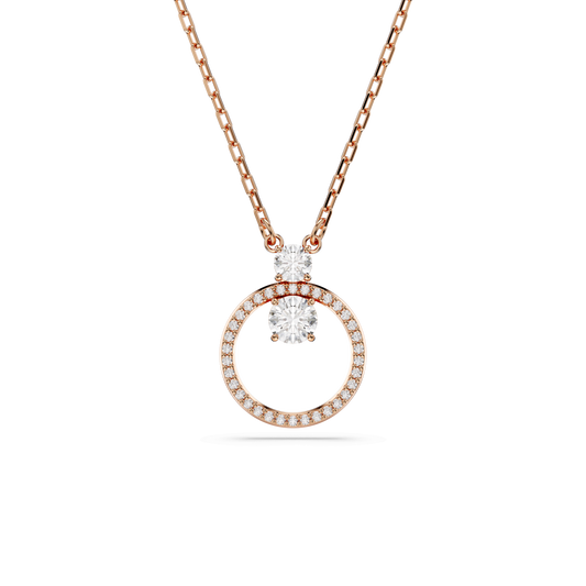 Constella pendant, Pavé, Round cut, White, 18K rose gold finish