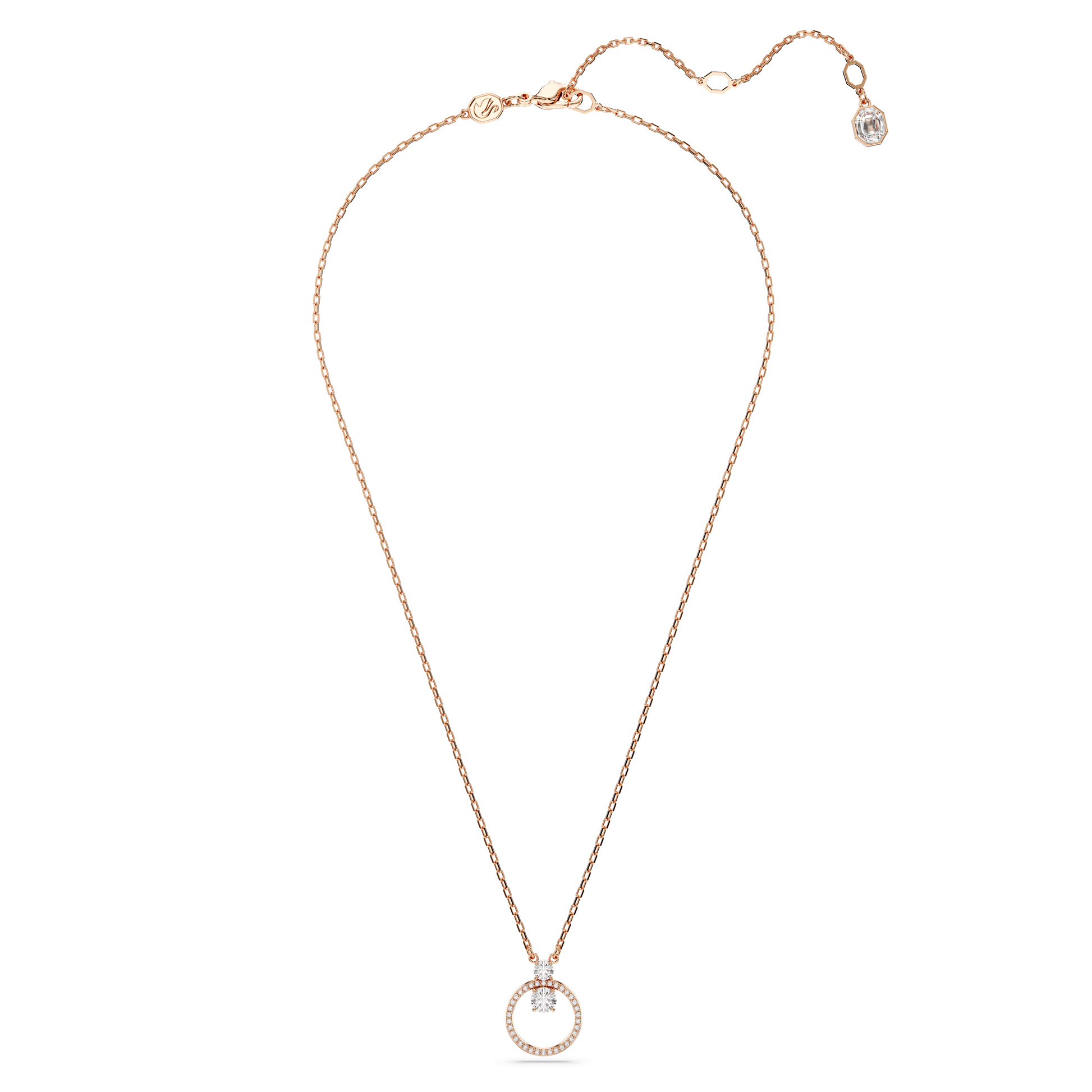 Constella pendant, Pavé, Round cut, White, 18K rose gold finish