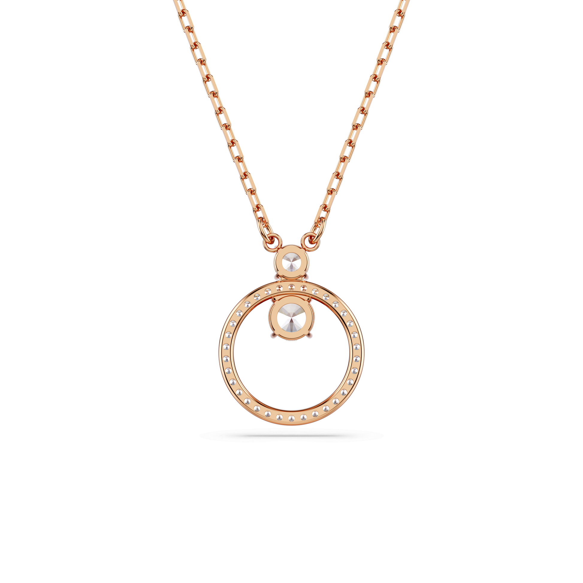 Constella pendant, Pavé, Round cut, White, 18K rose gold finish